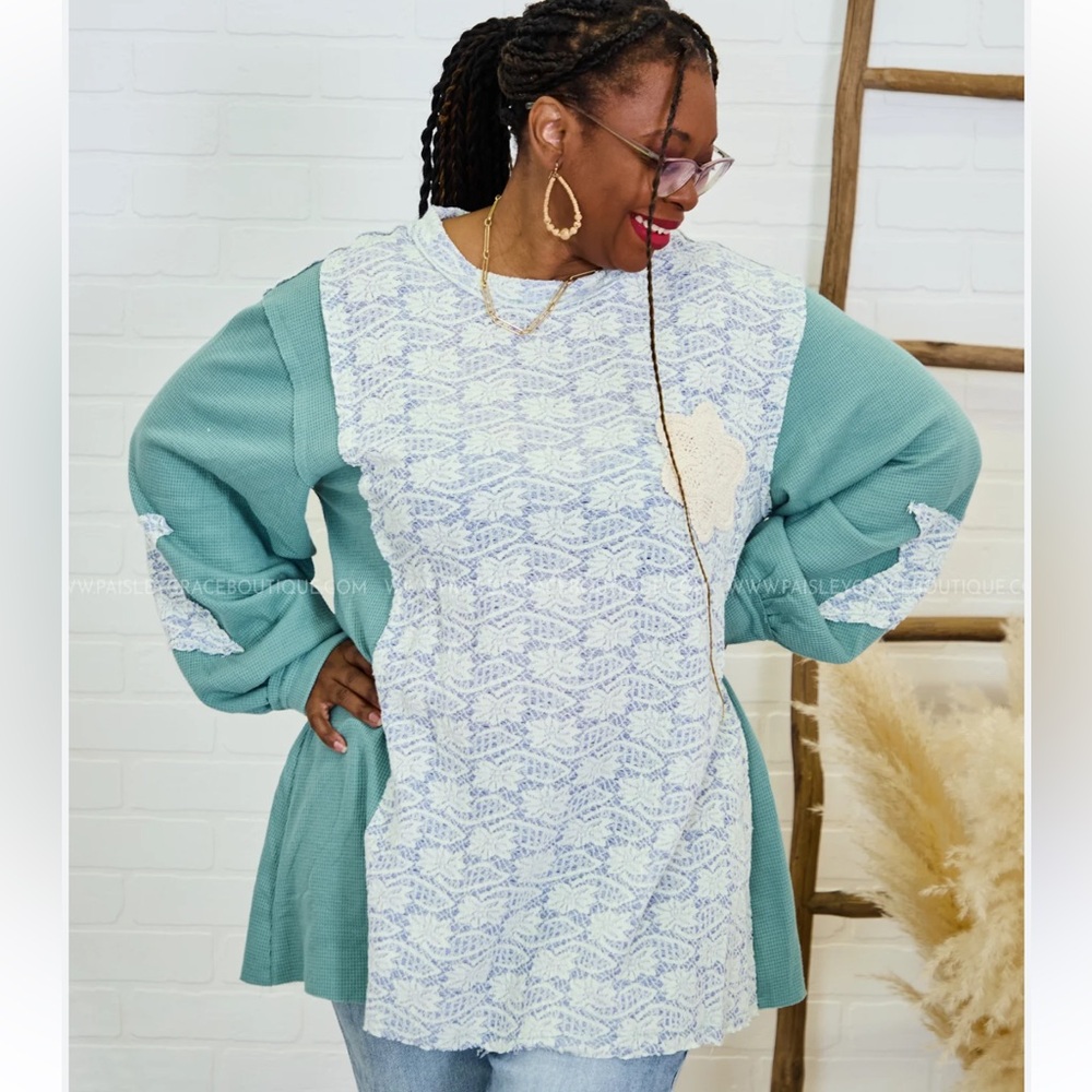 Pol Oversized Balcony View Tunic Patchwork Top - image 3